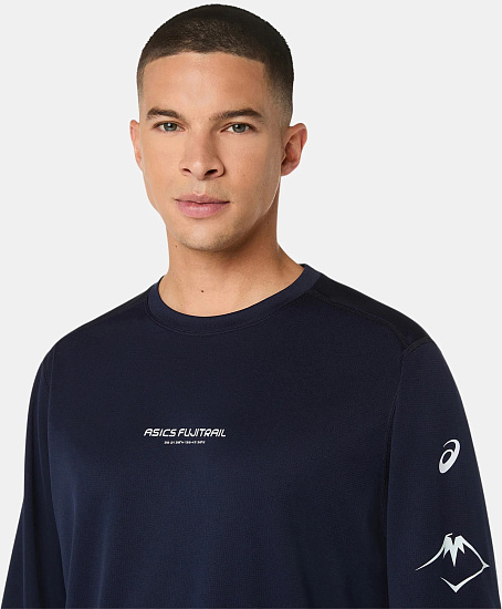 Лонгслив мужской ASICS Fujitrail Logo Midnight/Cobalt - Фото 5 большая