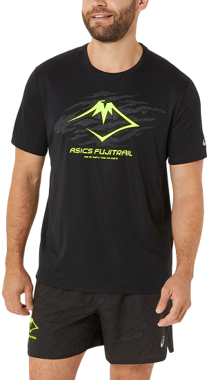 Футболка мужская ASICS Fujitrail Logo Black/Grey/Yellow - Фото 3 большая