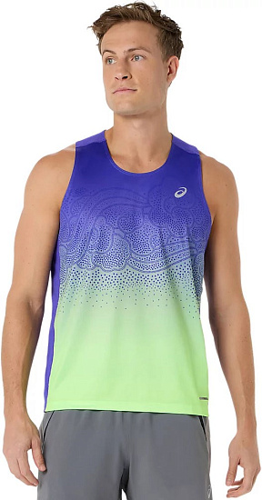 Майка мужская ASICS Road Fade Cobalt Burst/Illuminate Green - Фото 2 большая