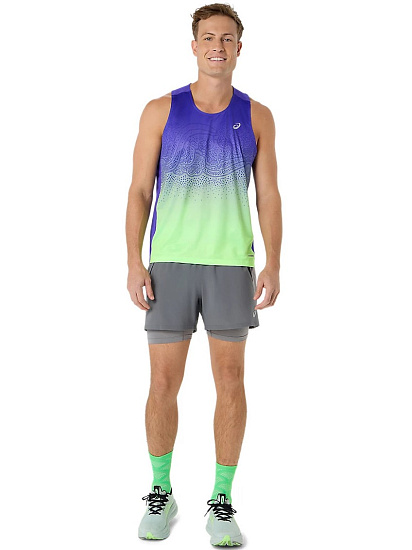 Майка мужская ASICS Road Fade Cobalt Burst/Illuminate Green - Фото 8 большая