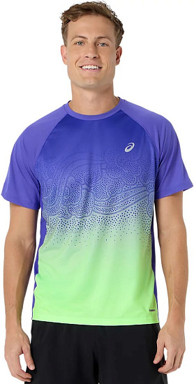 Футболка мужская ASICS Road Fade Ss Cobalt Burst/Illuminate Green - Фото 2 большая