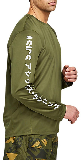 Футболка мужская ASICS Katakana LS Top Smog Green - Фото 3 большая