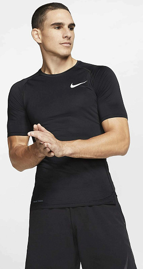 Футболка мужская Nike Pro Short Sleeve Slim Dri-Fit Black - Фото 2 большая