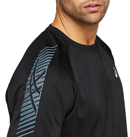 Футболка мужская ASICS Icon Ss Performance Black/Carrier Grey - Фото 4 большая
