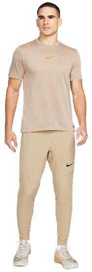 Футболка мужская Nike Pro Dri-FIT ADV Khaki/Total Orange - Фото 3 большая