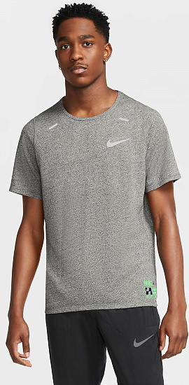 Футболка мужская Nike Rise 365 Future Fast SS Dark Grey Heather/Blue Void - Фото 4 большая