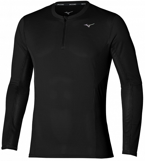 Лонгслив мужской Mizuno Dryaeroflow Ls Hz Black - Фото 1 большая