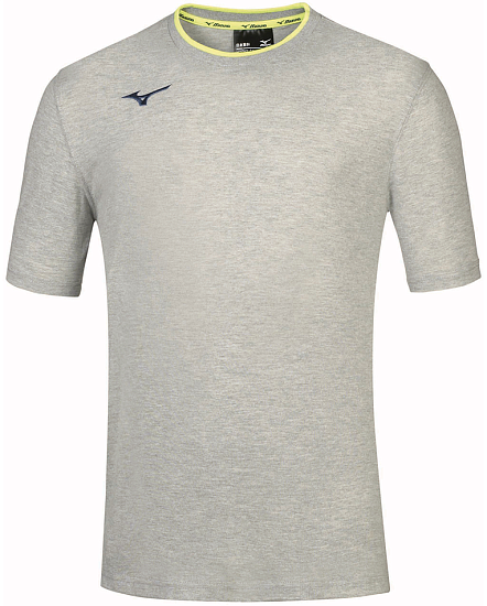 Футболка мужская Mizuno Men Mizuno Heather Grey/Yellow Fluo - Фото 1 большая