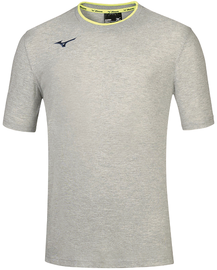 Футболка мужская Mizuno Men Mizuno Heather Grey/Yellow Fluo - Фото 1 большая