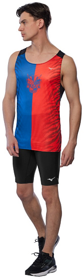Майка мужская Mizuno DryAeroFlow Graphic Oni Red/Oni Blue - Фото 5 большая