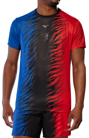 Футболка мужская Mizuno DryAeroFlow Graphic Oni Red/Oni Blue - Фото 2 большая