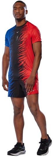 Футболка мужская Mizuno DryAeroFlow Graphic Oni Red/Oni Blue - Фото 4 большая