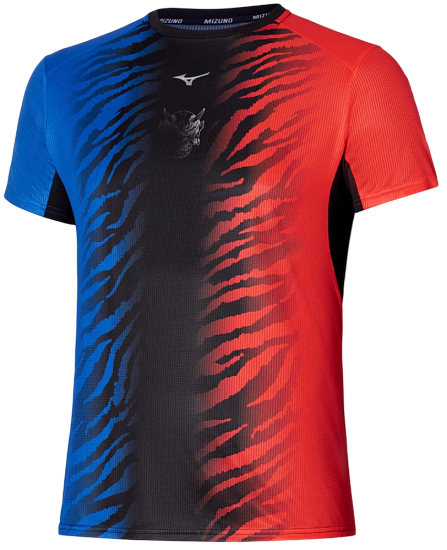Футболка мужская Mizuno DryAeroFlow Graphic Oni Red/Oni Blue - Фото 1 большая