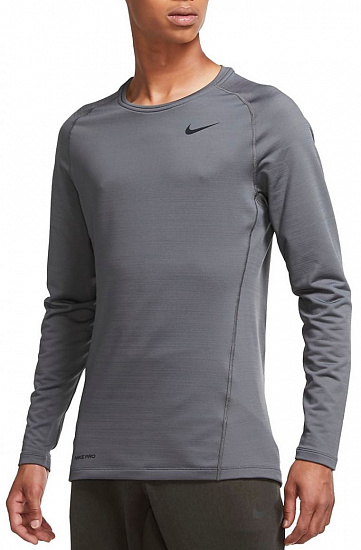 Футболка мужская Nike Pro Warm Iron Grey/Black - Фото 1 большая