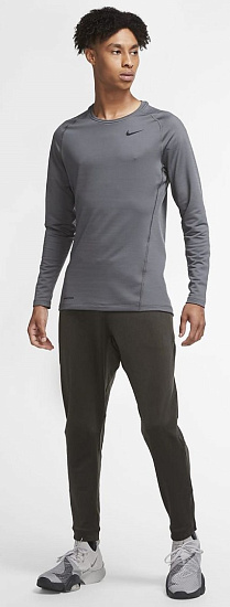 Футболка мужская Nike Pro Warm Iron Grey/Black - Фото 3 большая