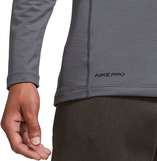 Футболка мужская Nike Pro Warm Iron Grey/Black - Фото 5 большая