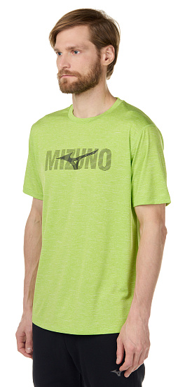 Футболка мужская Mizuno Core Graphic зел.лайм - Фото 3 большая