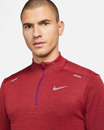 Футболка мужская Nike Therma-Fit Repel Element 1/4 Zip Sangria/University Red/Reflective Silver - Фото 2 большая