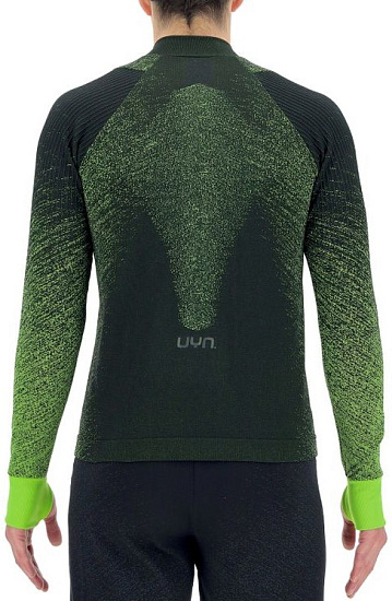 Лонгслив мужской UYN Running Exceleration LS Zip Up Black/Yellow Fluo - Фото 7 большая