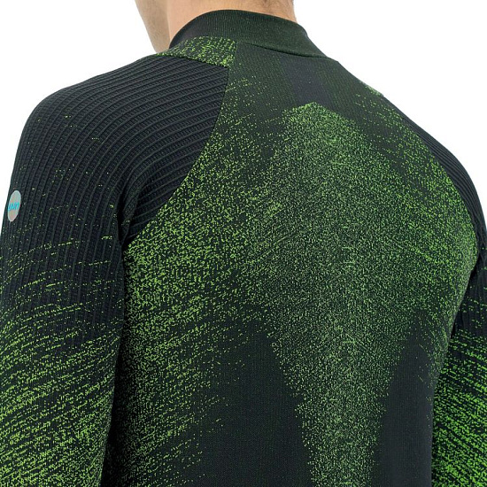 Лонгслив мужской UYN Running Exceleration LS Zip Up Black/Yellow Fluo - Фото 4 большая
