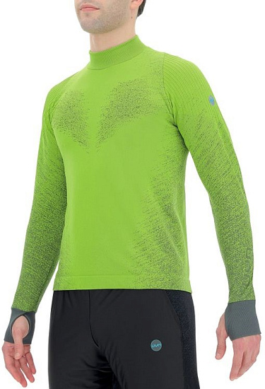 Лонгслив мужской UYN Running Exceleration LS Turtle Neck Yellow Fluo/Black - Фото 3 большая