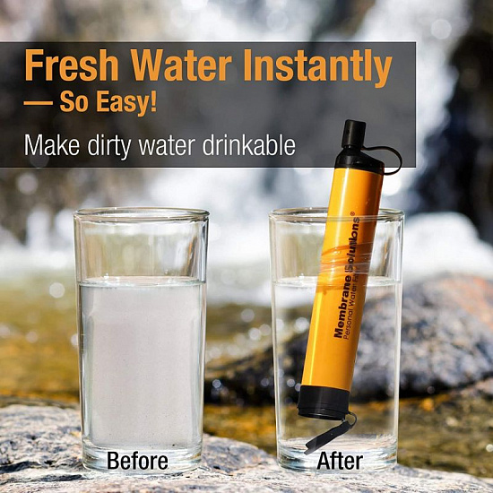 Фильтр для воды Membrane Solutions Water Filter Straw Orange - Фото 4 большая