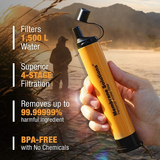 Фильтр для воды Membrane Solutions Water Filter Straw Orange - Фото 5 большая