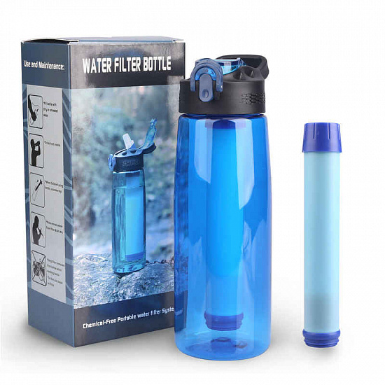 Фляга с фильтром Membrane Solutions Water Filter Bottle Blue - Фото 2 большая
