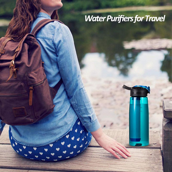Фляга с фильтром Membrane Solutions Water Filter Bottle Aqua Green - Фото 6 большая