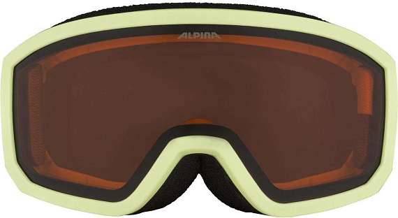 Горнолыжная маска детская Alpina Scarabeo Junior Sunny-Lime Matt/Orange S2 - Фото 2 большая