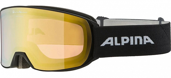 Горнолыжная маска Alpina Nakiska Qv Black Matt/Mirror gold - Фото 1 большая