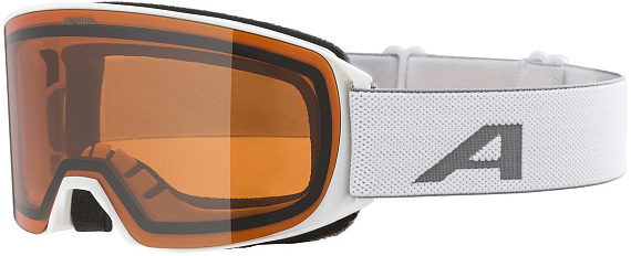 Горнолыжная маска Alpina Nakiska White Matt/Orange S2 - Фото 1 большая