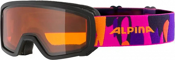 Горнолыжная маска детская Alpina Scarabeo Jr. Black Pink Matt/Orange - Фото 1 большая