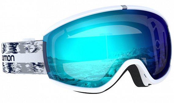 Горнолыжная маска женская Salomon Ivy White Glitch/Uni Mid Blue - Фото 1 большая
