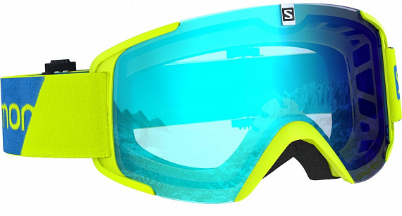 Горнолыжная маска Salomon Xview Neon Yellow/Uni Mid Blue - Фото 1 большая