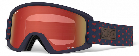Горнолыжная маска женская Giro Dylan Hearts/Amber Scarlet/Yellow - Фото 1 большая