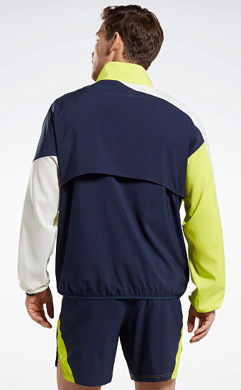 Куртка мужская Reebok Running Woven Wind Jkt Темно-Синий - Фото 3 большая