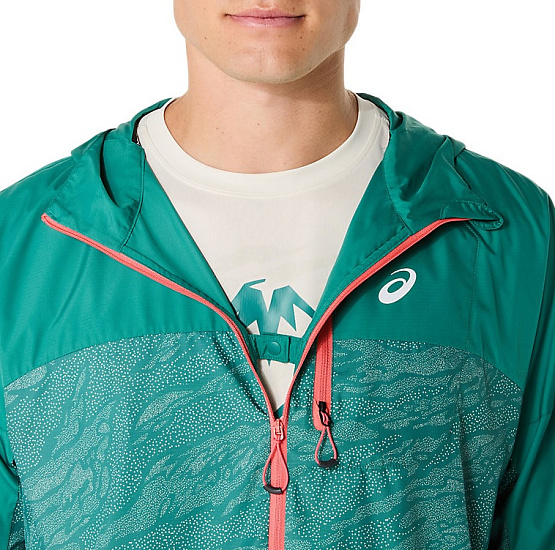 Куртка мужская ASICS Fujitrail Packable Rainy Lake/White Sage (Aop) - Фото 7 большая