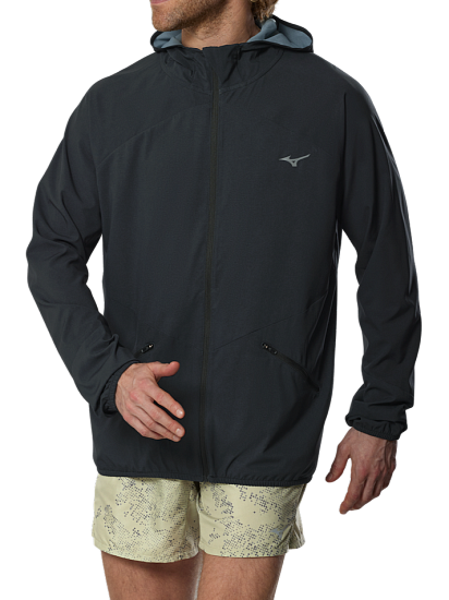 Куртка мужская Mizuno Active Alpha Hooded Black - Фото 3 большая