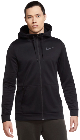 Пулон мужской Nike Therma Full-Zip Training Hoodie Black/Black - Фото 3 большая