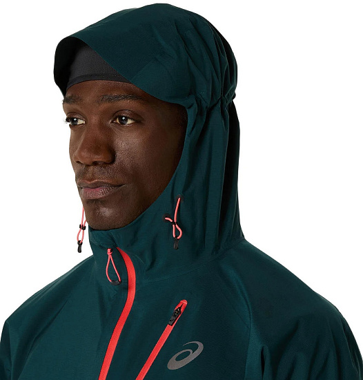 Куртка мужская ASICS Fujitrail Elite Waterproof Saxon Green/Light Ube - Фото 5 большая