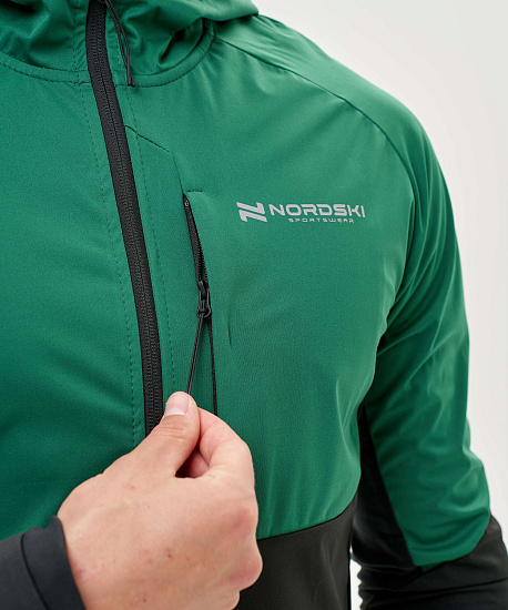 Куртка мужская Nordski Pro Tour Hood Alpine Green/Black - Фото 9 большая