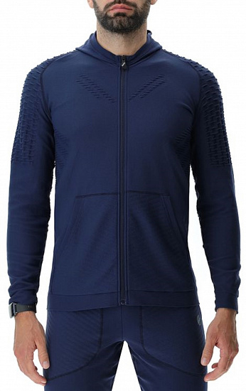 Куртка мужская UYN Run Fit Ow Hooded Full Zip Dress Blue - Фото 1 большая