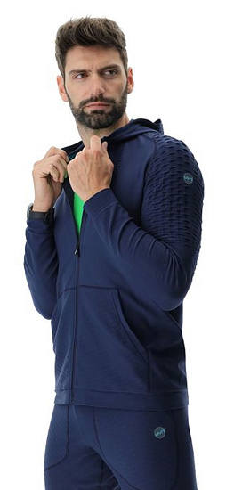 Куртка мужская UYN Run Fit Ow Hooded Full Zip Dress Blue - Фото 4 большая