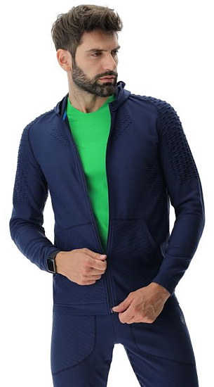 Куртка мужская UYN Run Fit Ow Hooded Full Zip Dress Blue - Фото 5 большая