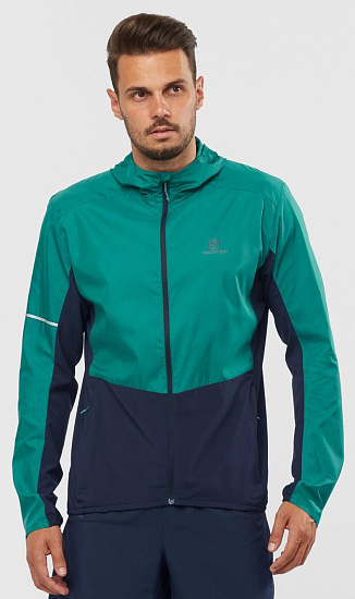 Куртка мужская Salomon Agile Fz Hoodie Pacific/Night Sky - Фото 3 большая