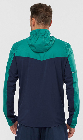 Куртка мужская Salomon Agile Fz Hoodie Pacific/Night Sky - Фото 4 большая