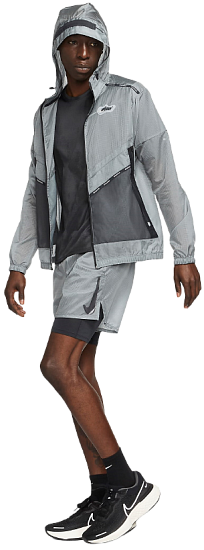 Куртка мужская Nike Repel Wild Run Windrunner Graphic Smoke Grey/Off-Noir/Black - Фото 2 большая