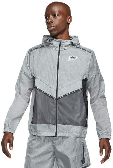 Куртка мужская Nike Repel Wild Run Windrunner Graphic Smoke Grey/Off-Noir/Black - Фото 3 большая