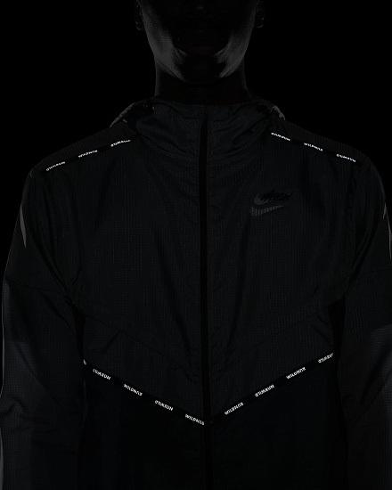 Куртка мужская Nike Repel Wild Run Windrunner Graphic Smoke Grey/Off-Noir/Black - Фото 10 большая